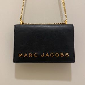 Marc Jacobs Black Gold Hardware Small Leather Cross Body Bag